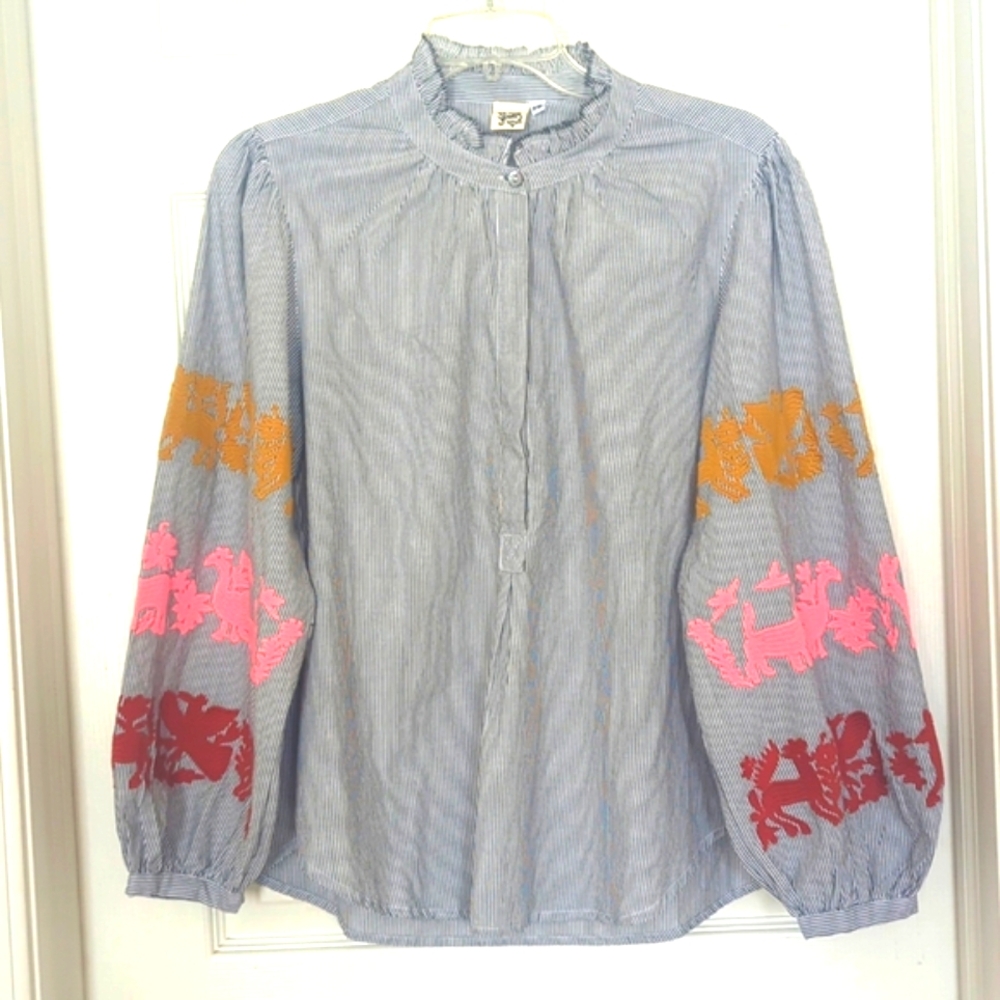 NWT IVY JANE SISTER MARY ANTHROPOLOGIE XS EBMROIDERED PUFF SLEEVE